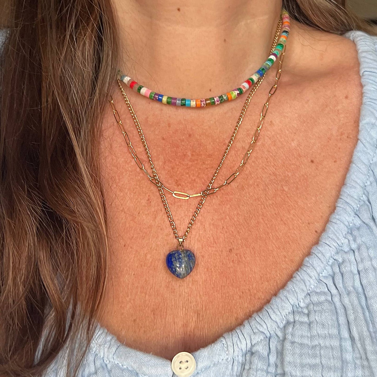 Handmade ON THE ROCKS Gemstone Beaded Choker Necklace