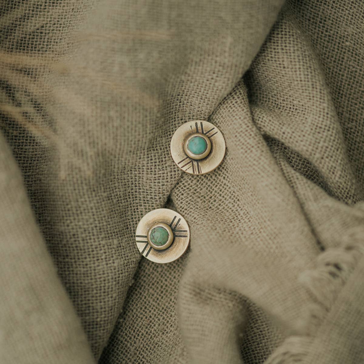 Madison Stud Earrings Brass & Turquoise
