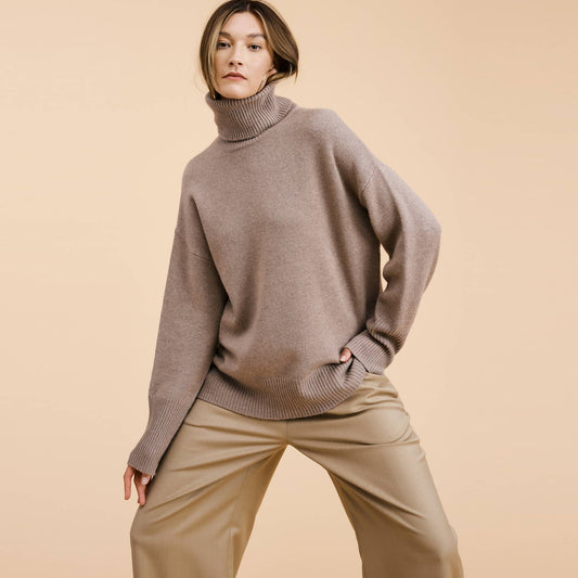 Flat White • Alaise Cashmere Wool Pullover Sweater • Taupe