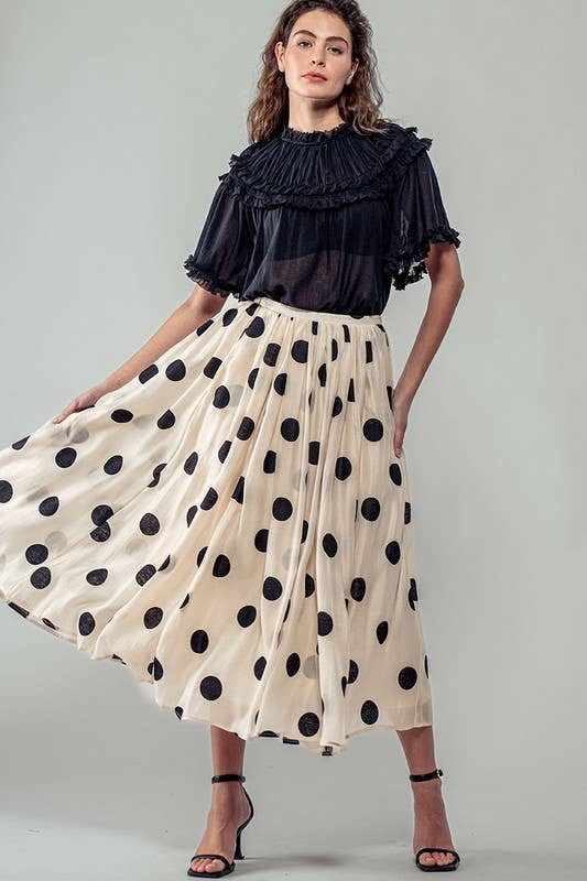 Polka Dot Midi Skirt • Cream