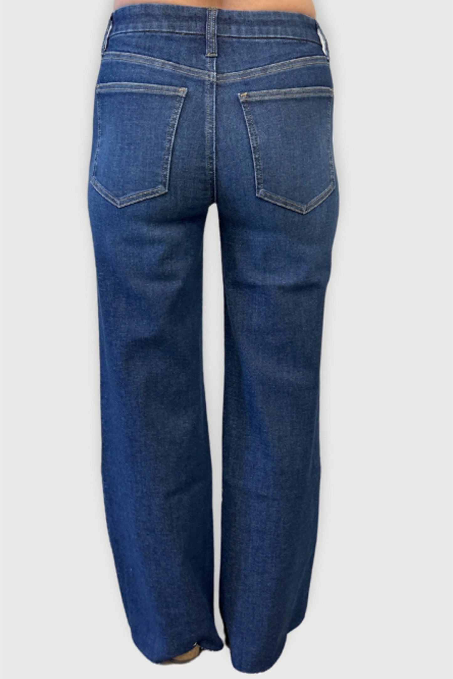 Oliver Logan • Crawford Stretch Mid Rise Wide Leg • Dark Worn