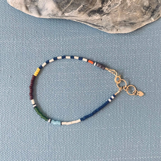 Alice Rice • Thinnest Line Beaded Bracelet • Navy/Olive