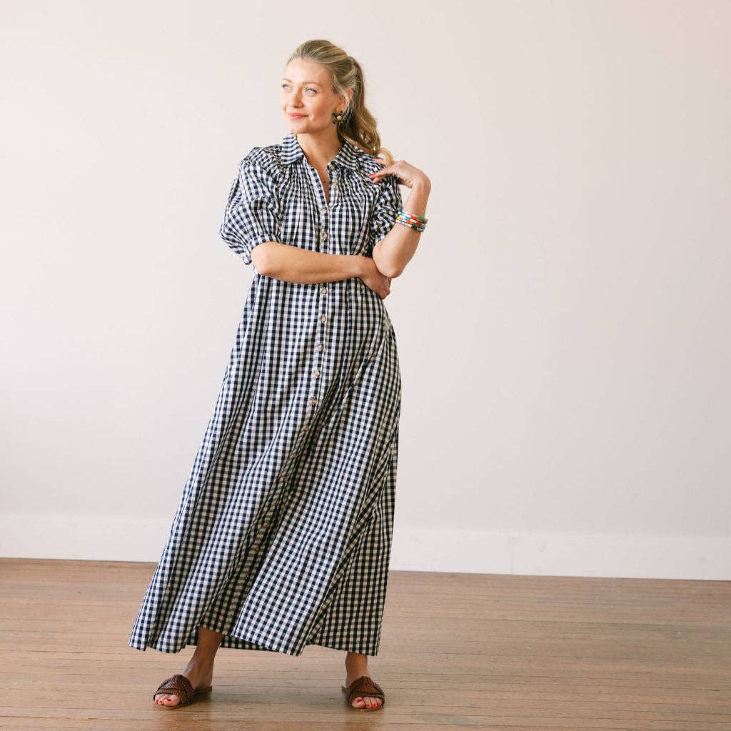 Sunshine Tienda • Gingham Oasis Dress • Navy