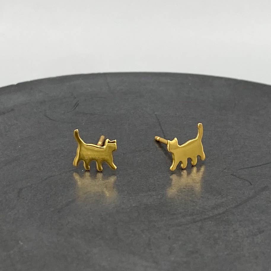 Pixie Cat Stud Earrings • Vermeil