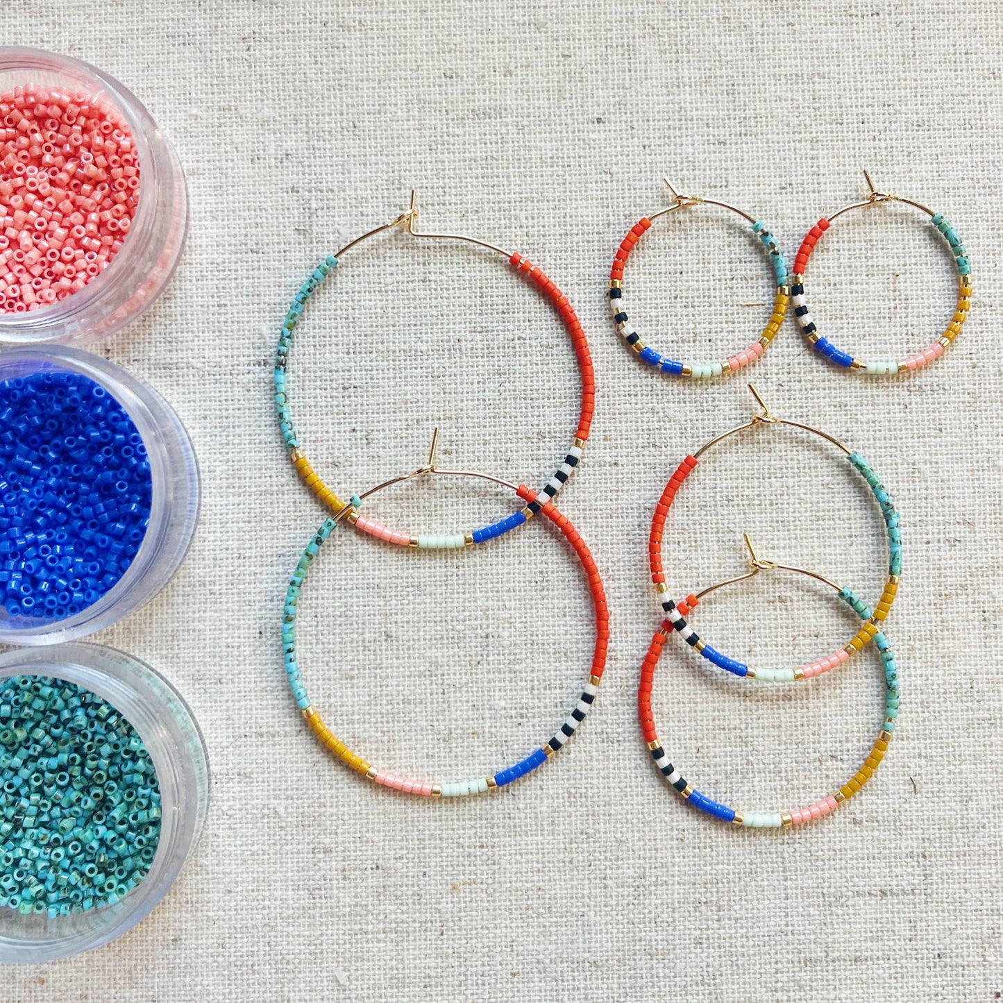 Beaded Hoop Earrings • Amalfi • Pick Your Size