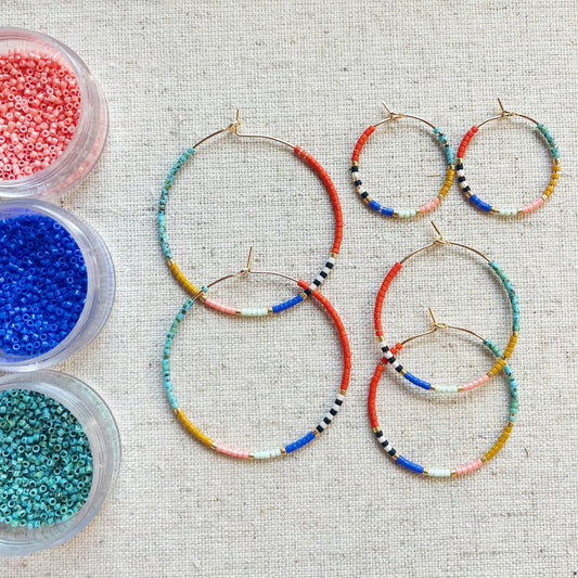 Beaded Hoop Earrings • Amalfi • Pick Your Size