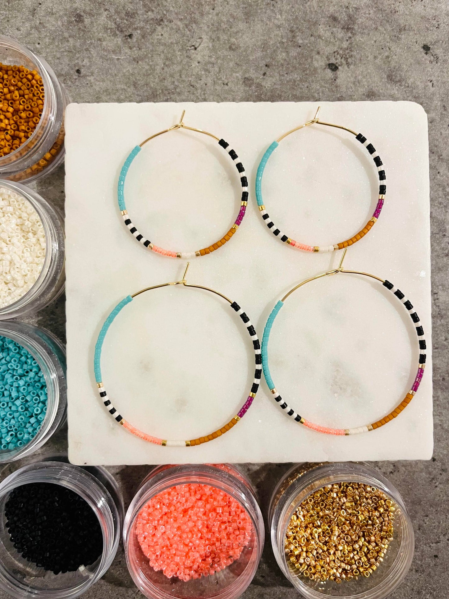 Beaded Hoop Earrings Resort • Pick Your Size