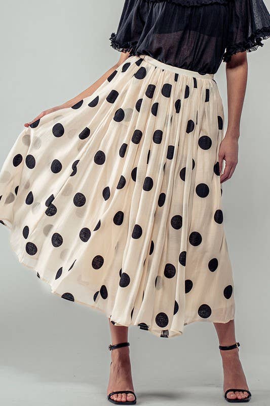 Polka Dot Midi Skirt • Cream