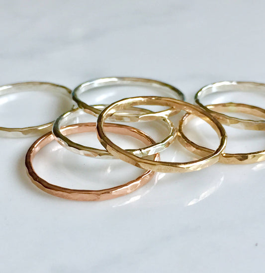 Stackable Rings • Hammered • Gold Filled or Sterling Silver
