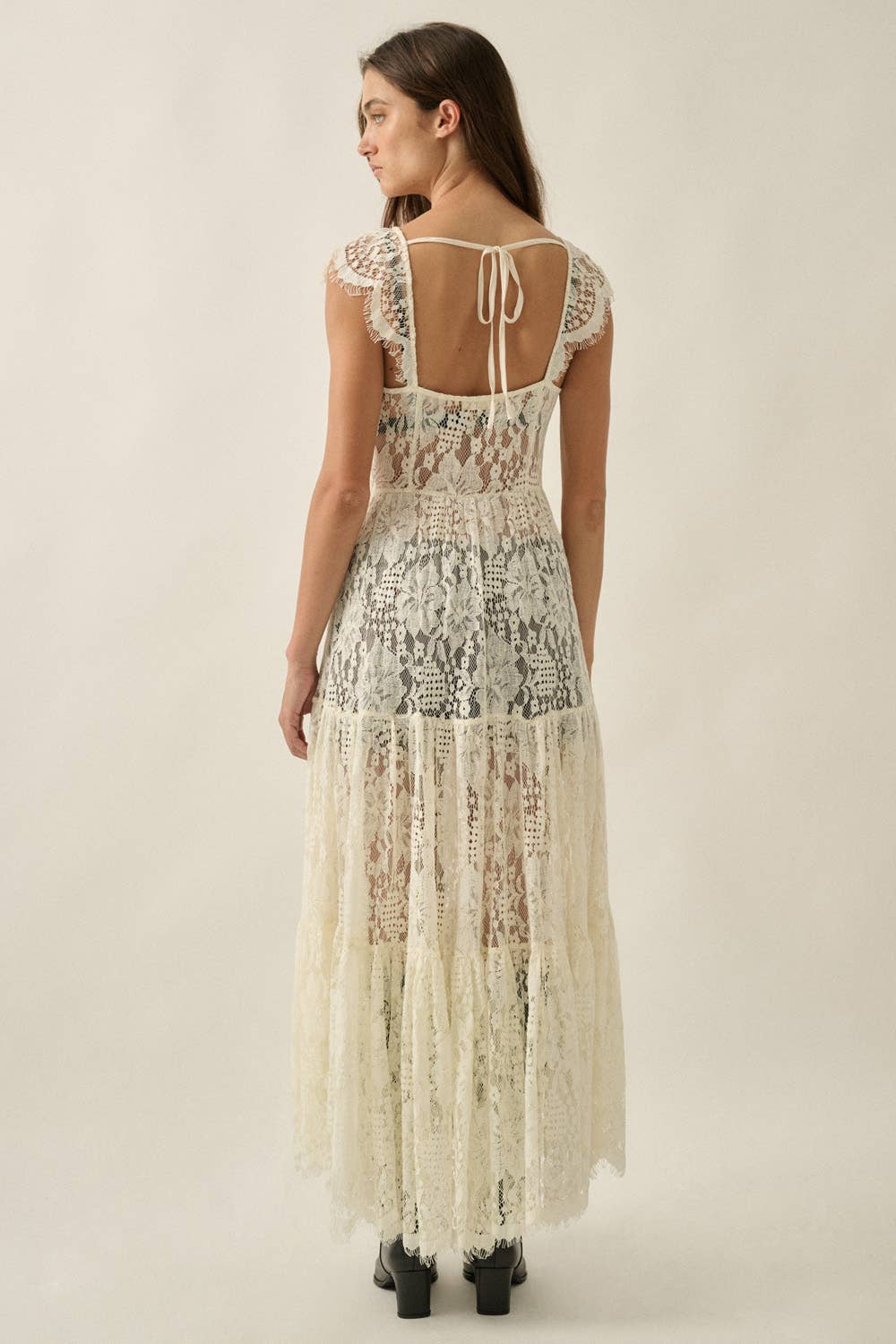 Sheer Lace Maxi Top • Cream