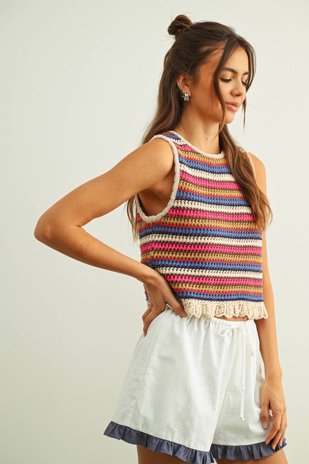 Sleeveless Striped Knit Top • Colorful