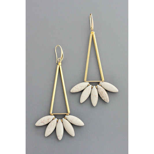 David Aubrey • Geometric Lotus Dangle Earrings • Grey