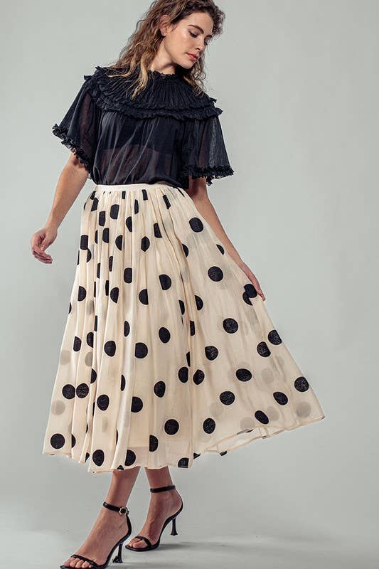 Polka Dot Midi Skirt • Cream