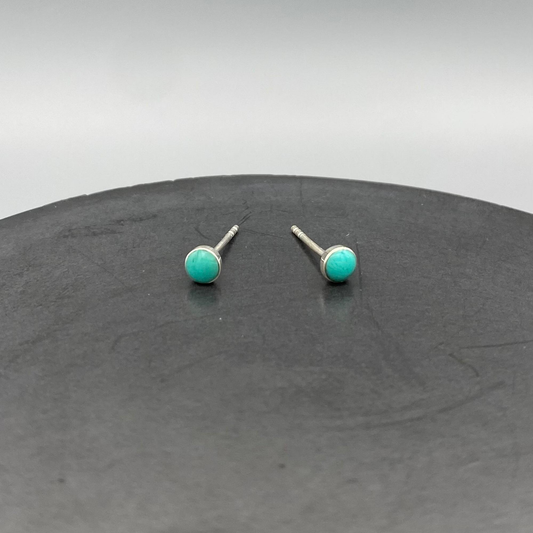 Small Turquoise Stud Earrings • Sterling Silver