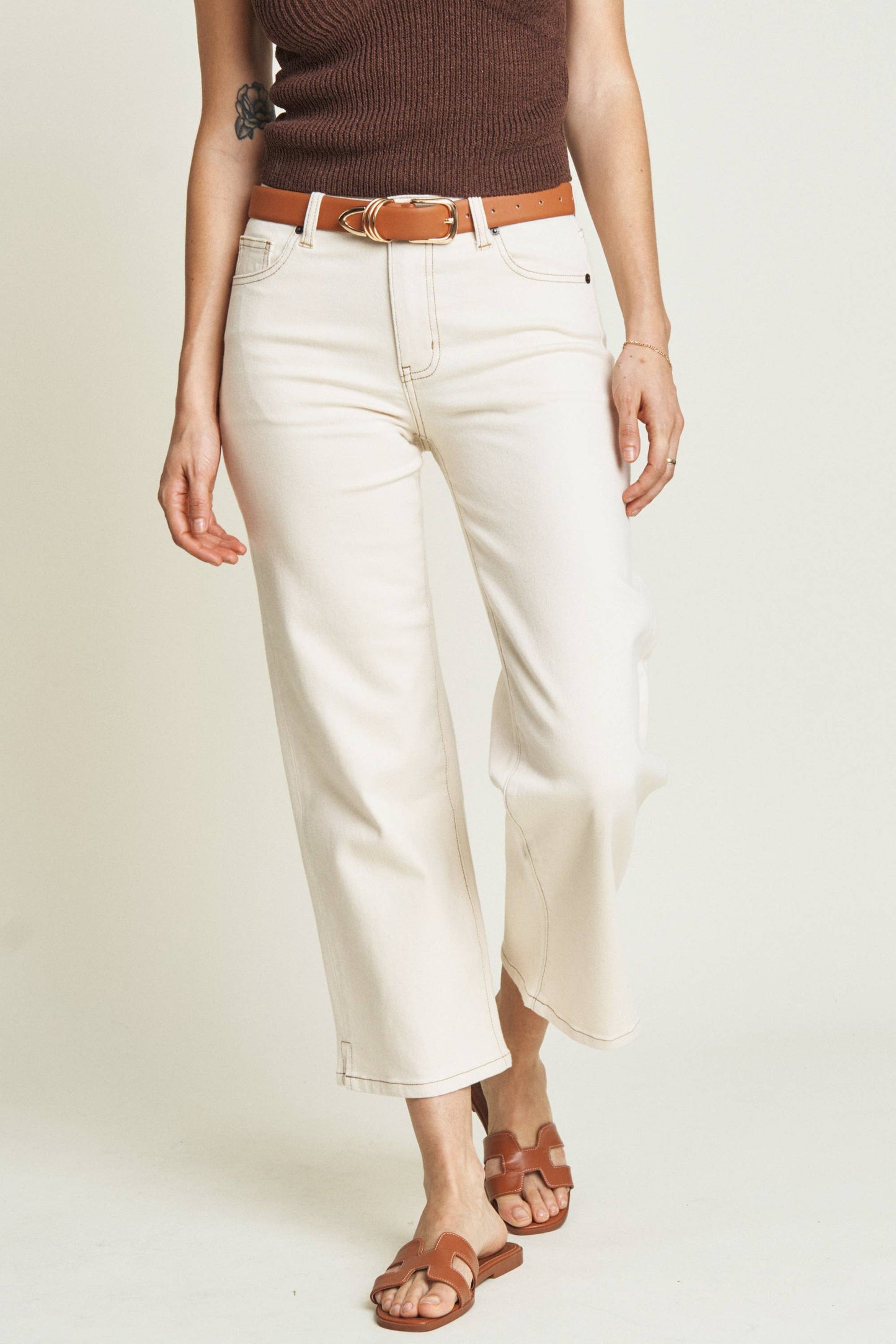 Oliver Logan • Addington Ankle Crop High Rise Jean • Ecru