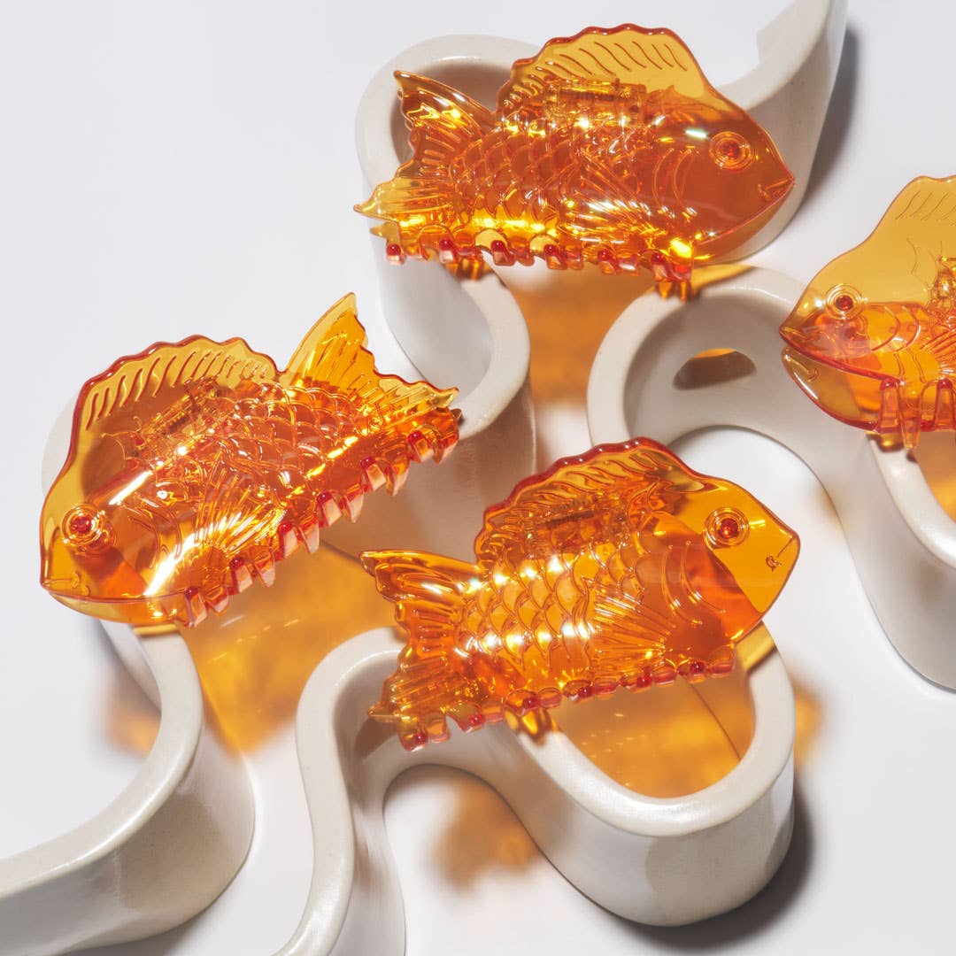 Gold Fish Hair Claw Clip • Translucent Orange