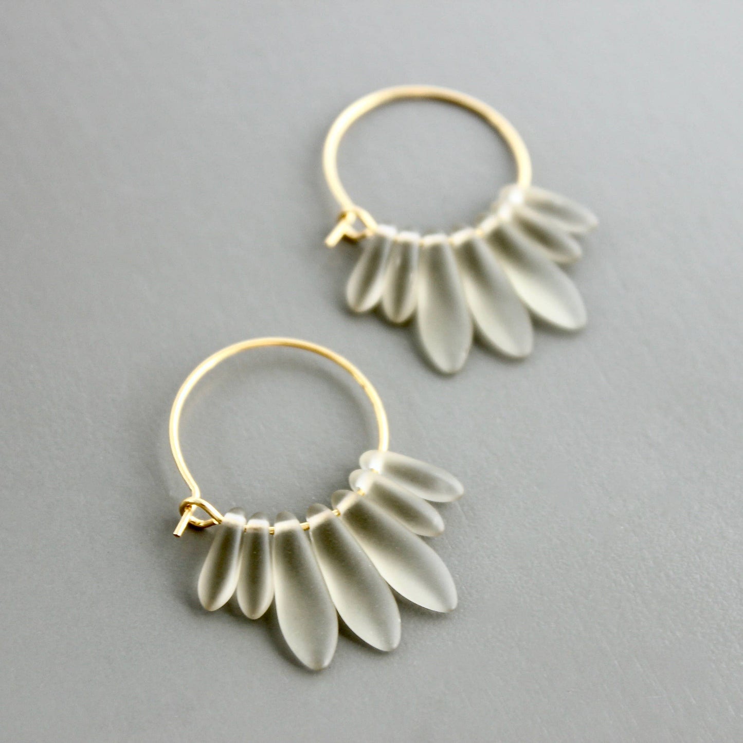 David Aubrey • Glass Bead Hoop Earrings • Matte Grey