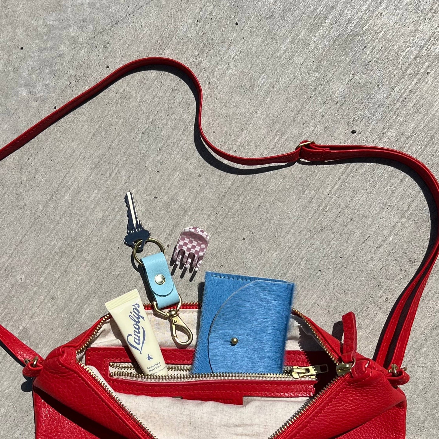 PRIMECUT • Mini Leather Hobo Purse • Tomato Red