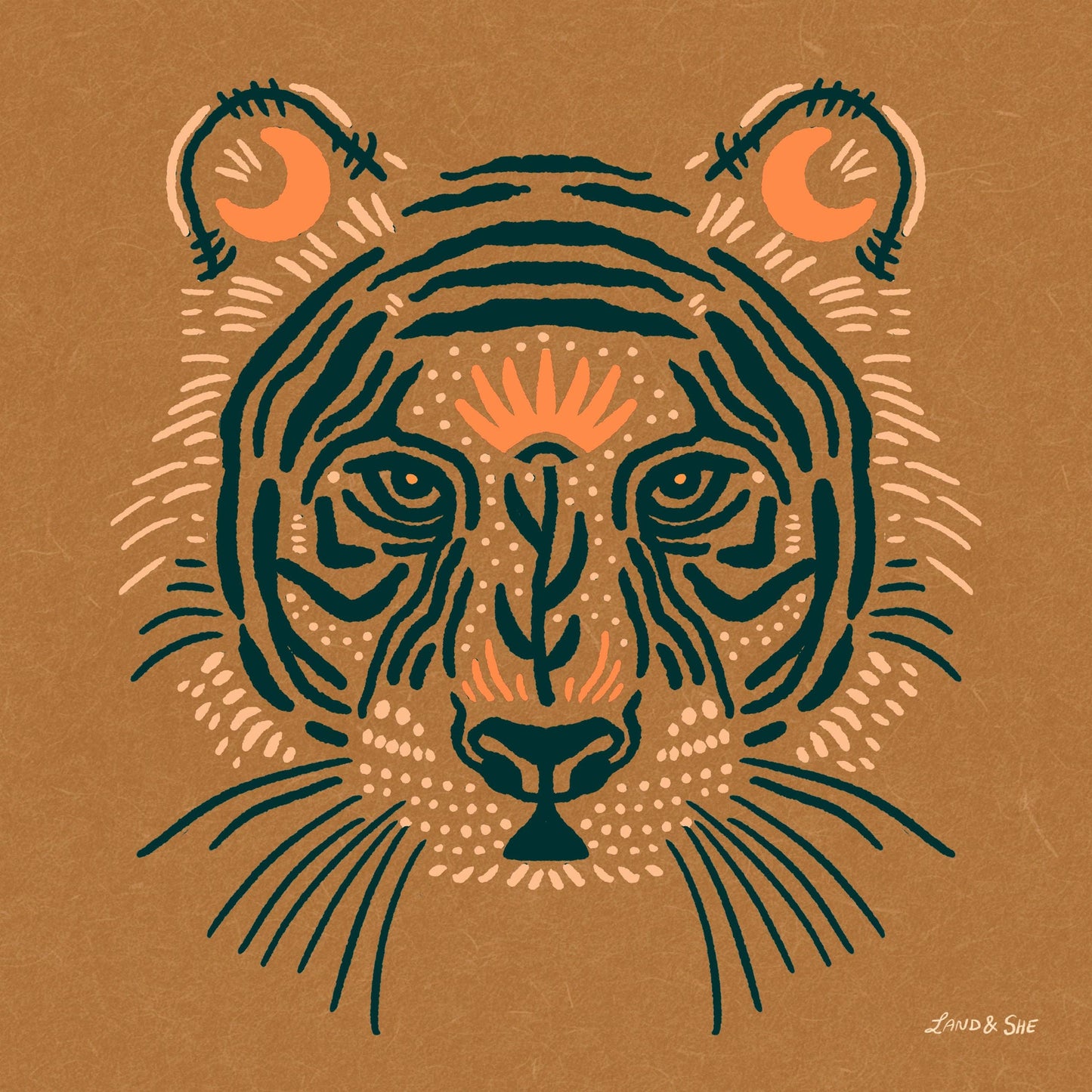 Land & She Strength and Serenity Tiger Art Print 8x8