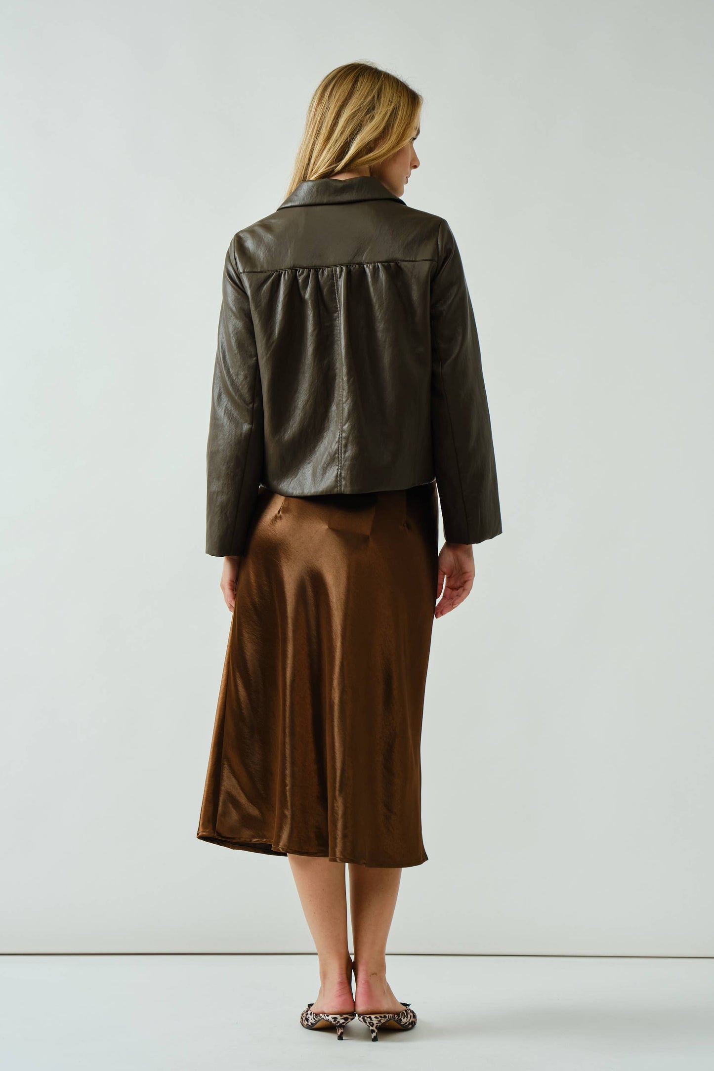 Satin A-Line Midi Skirt • Chocolate Brown