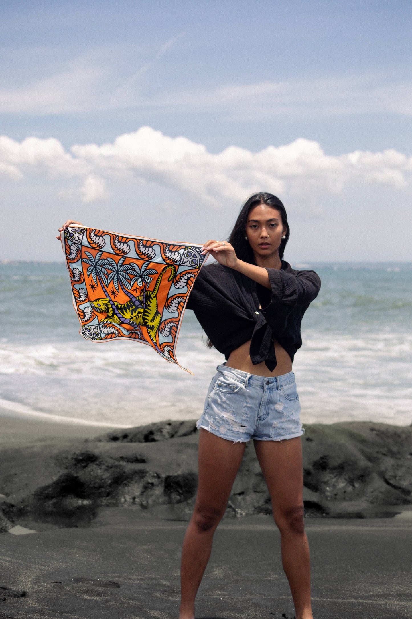 Organic Cotton Bandana • Trapped In • Orange & Blue