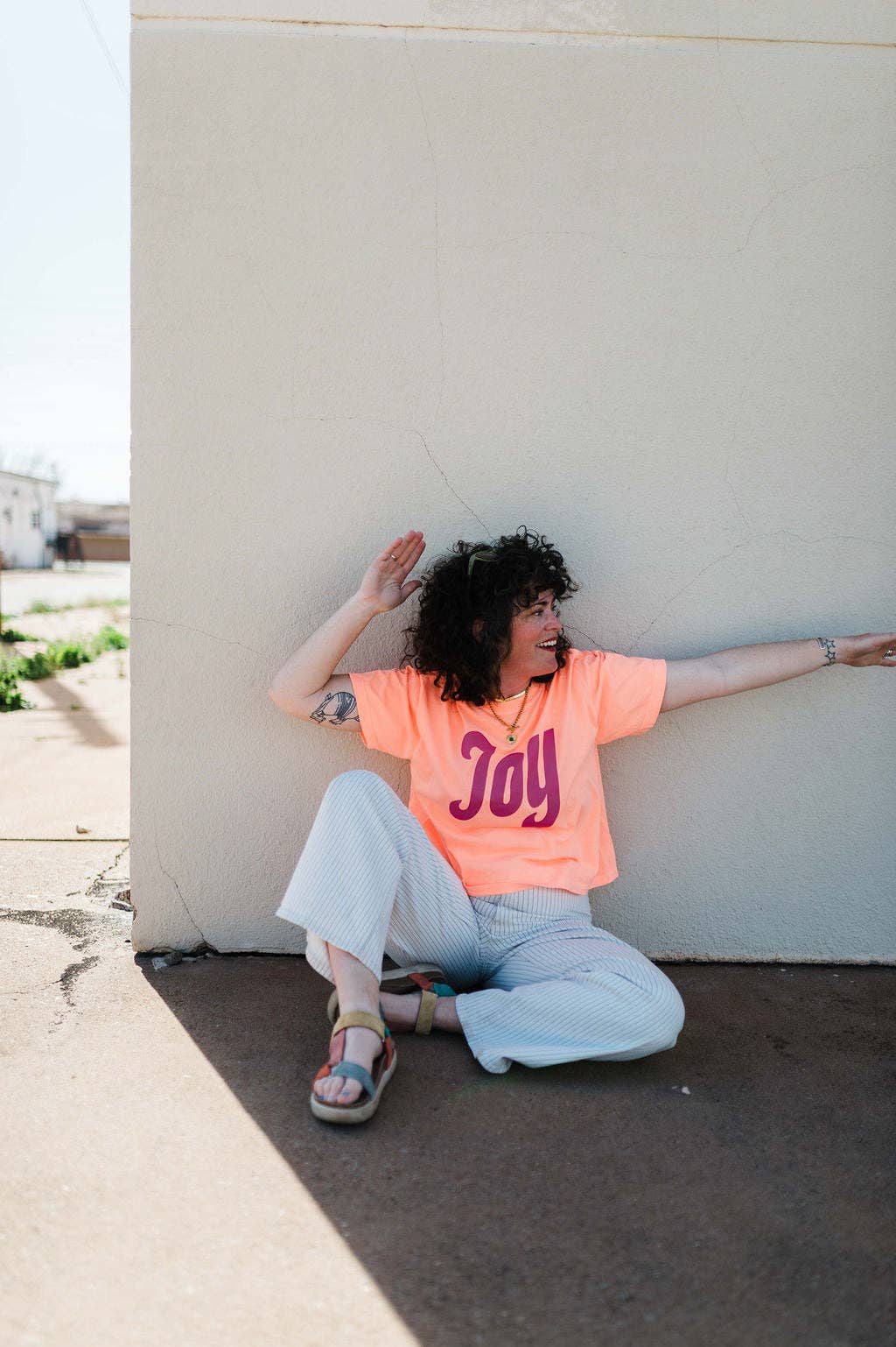 Ramble & Co. • Cotton Tee • Joy • Neon Cantaloupe