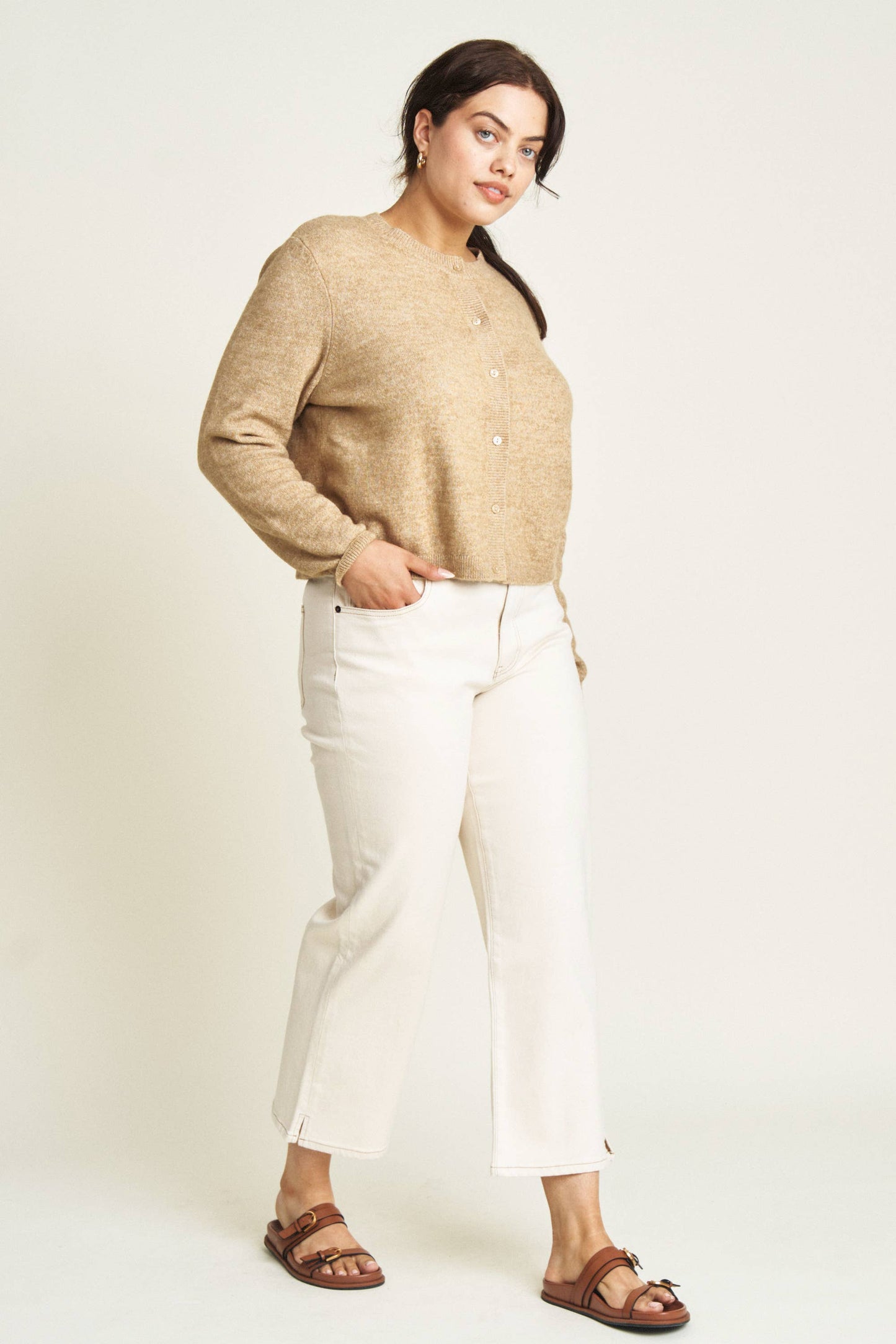 Oliver Logan • Addington Ankle Crop High Rise Jean • Ecru
