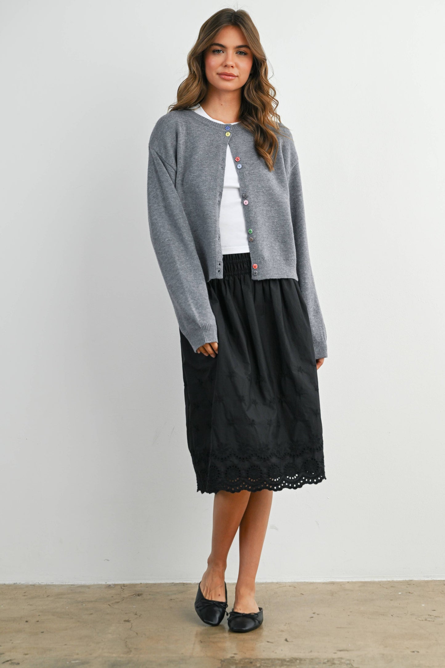 Mix Match Button Cardigan • Grey