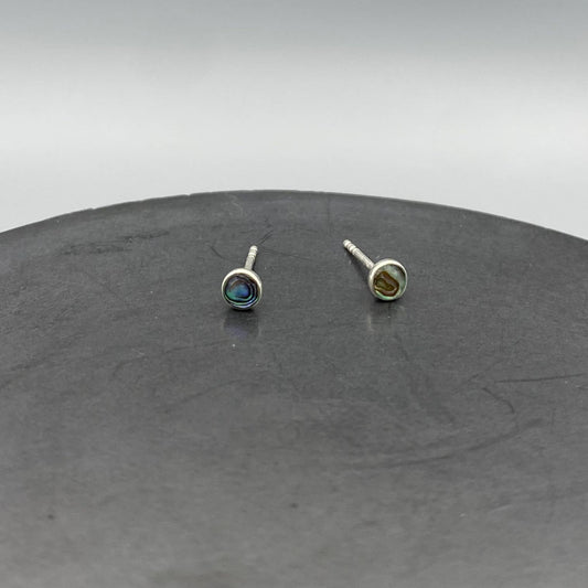 Small Abalone Stud Earrings • Sterling Silver