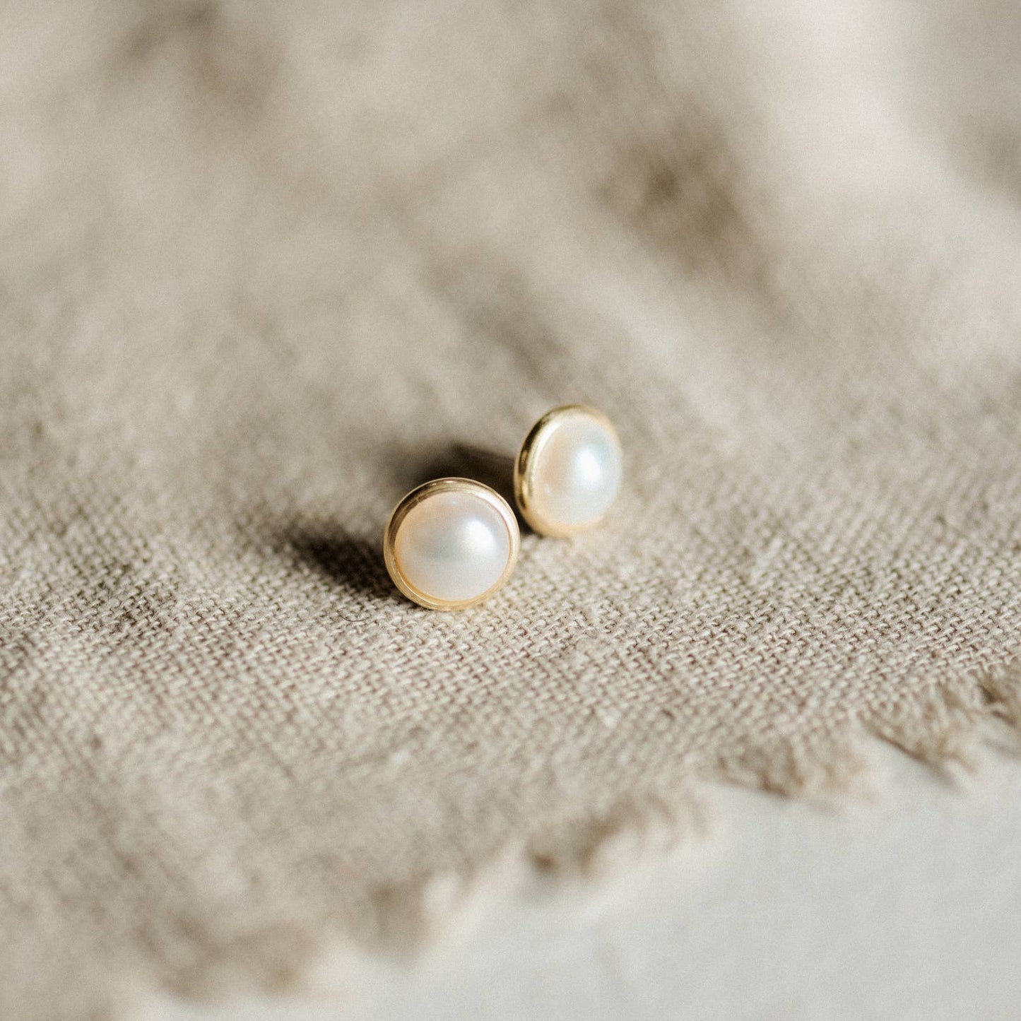 Common Form • Hyalite Stud Earrings • Brass & Pearl