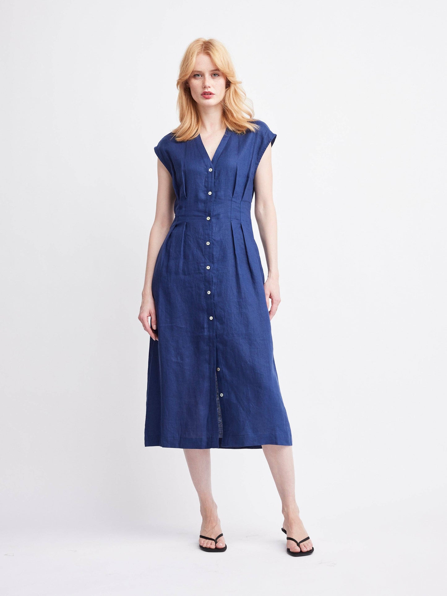 Self Contrast • Jamila Midi Dress • Navy