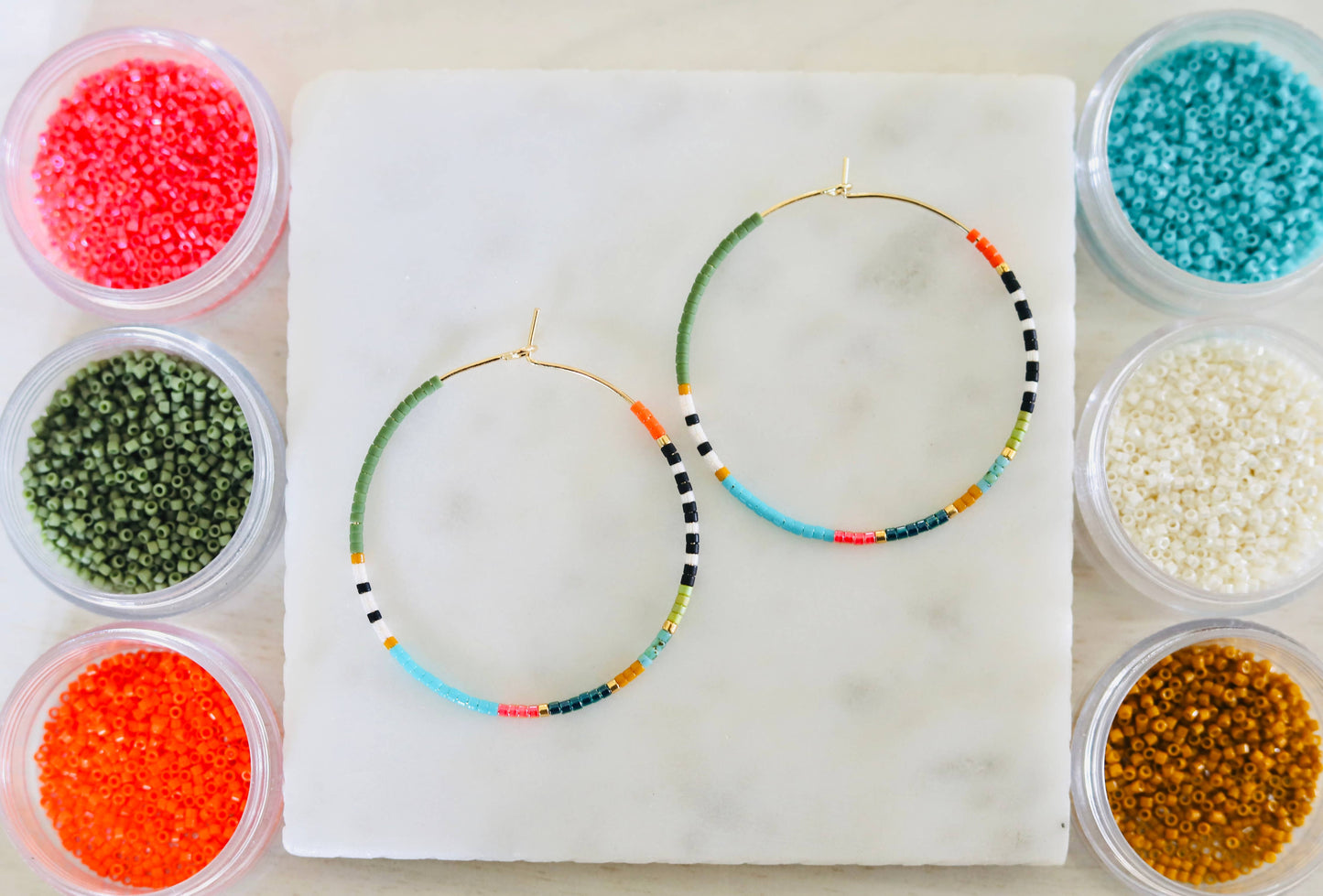 Beaded Hoop Earrings • Pie in the Sky • Pick Your Size