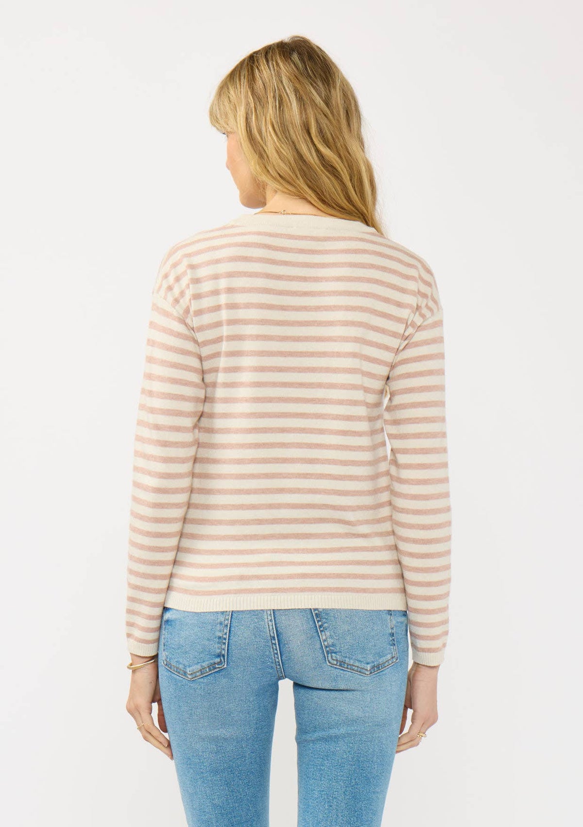 Lightweight Stripe Knot Sweater • Cream & Taupe