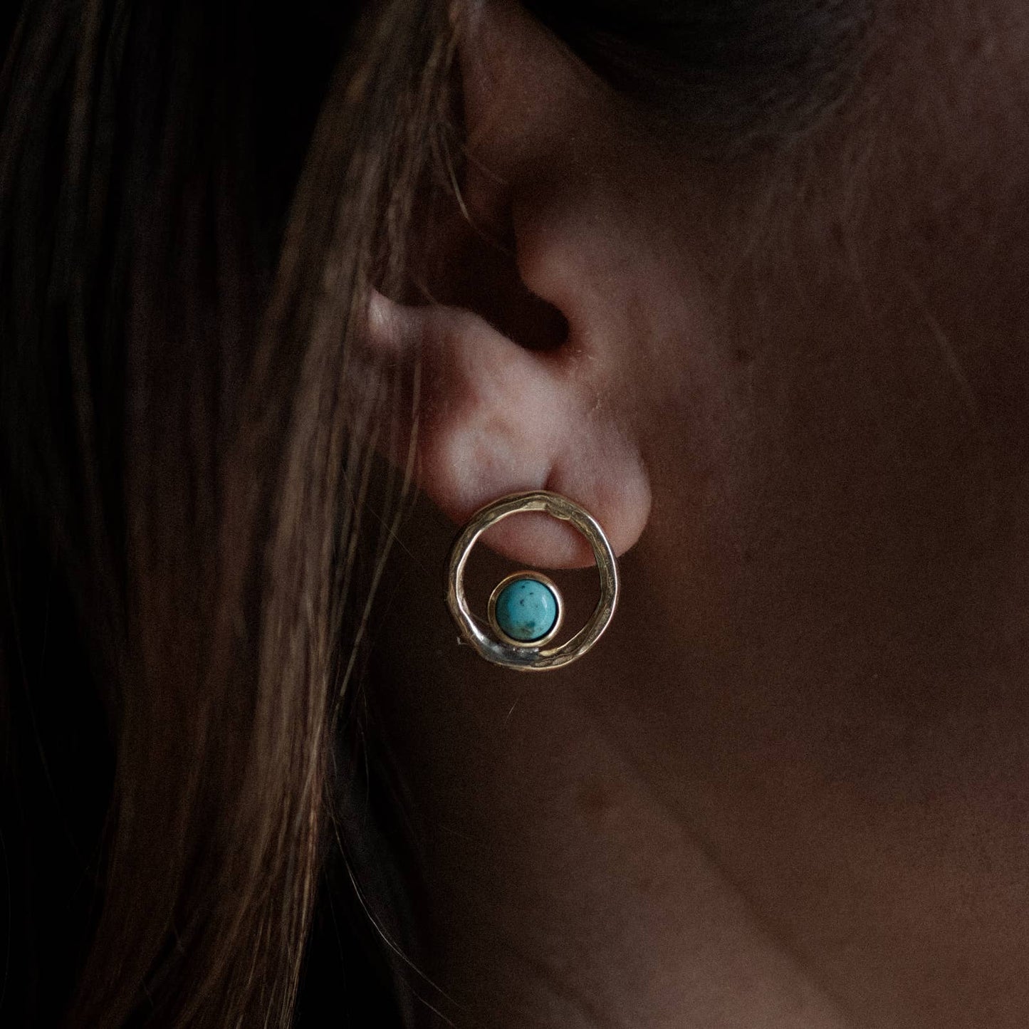 Bristol Stud Earrings • Brass & Turquoise