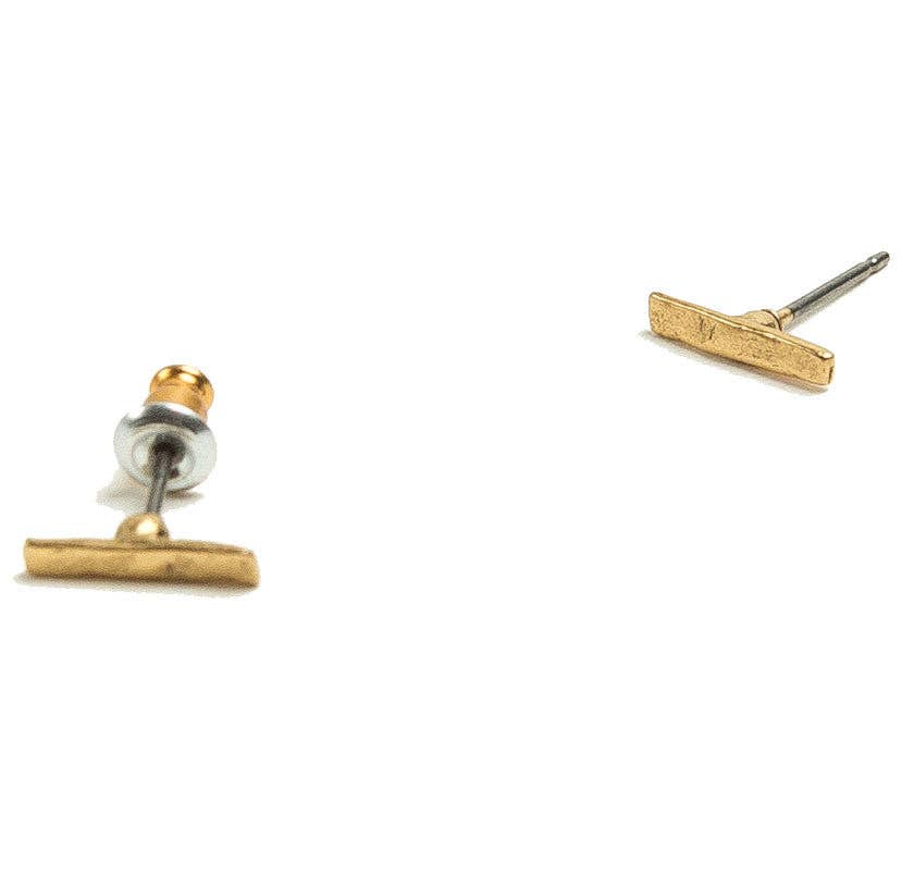 Small Bar Stud Earrings Gold