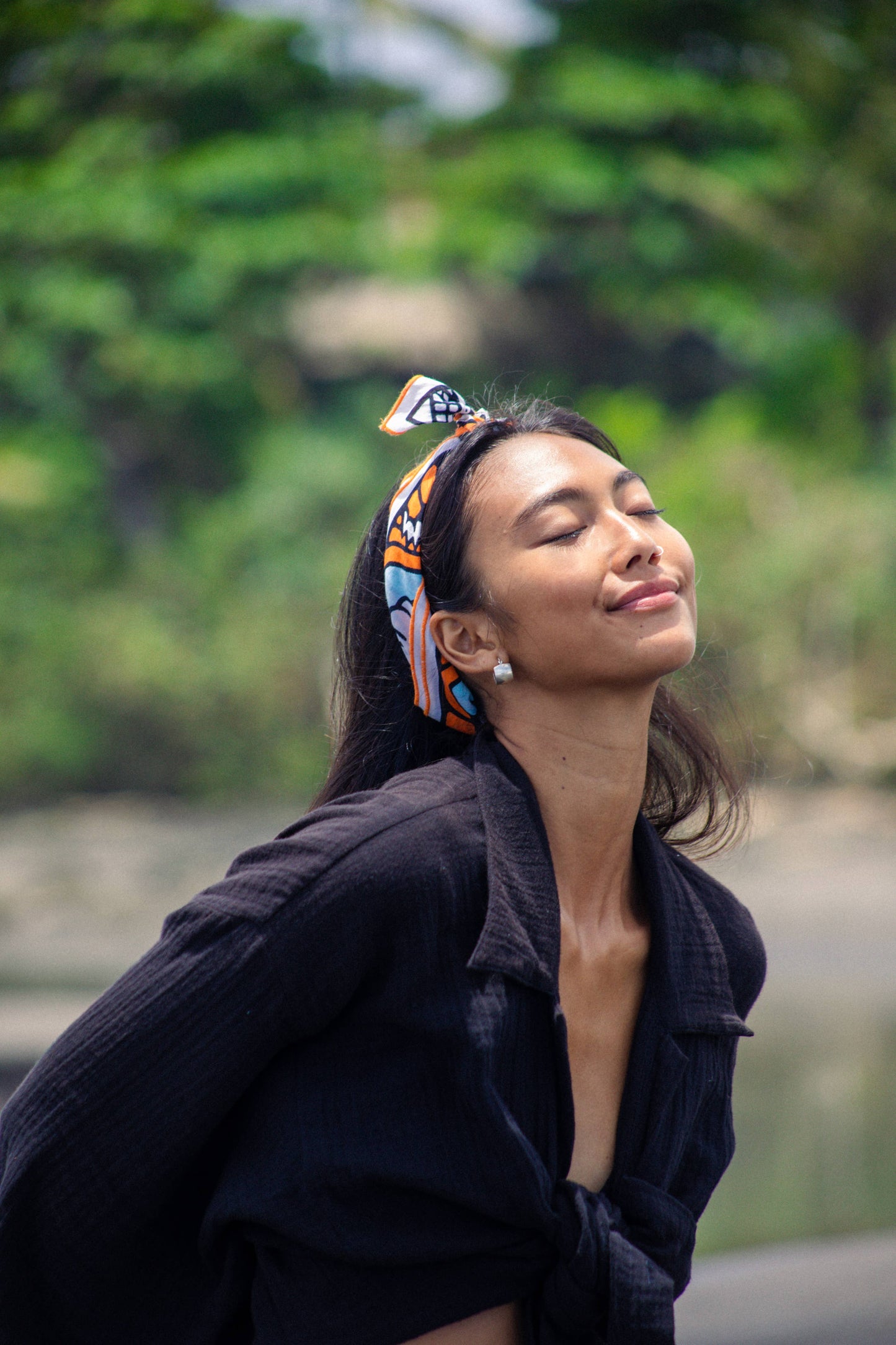 Organic Cotton Bandana • Trapped In • Orange & Blue