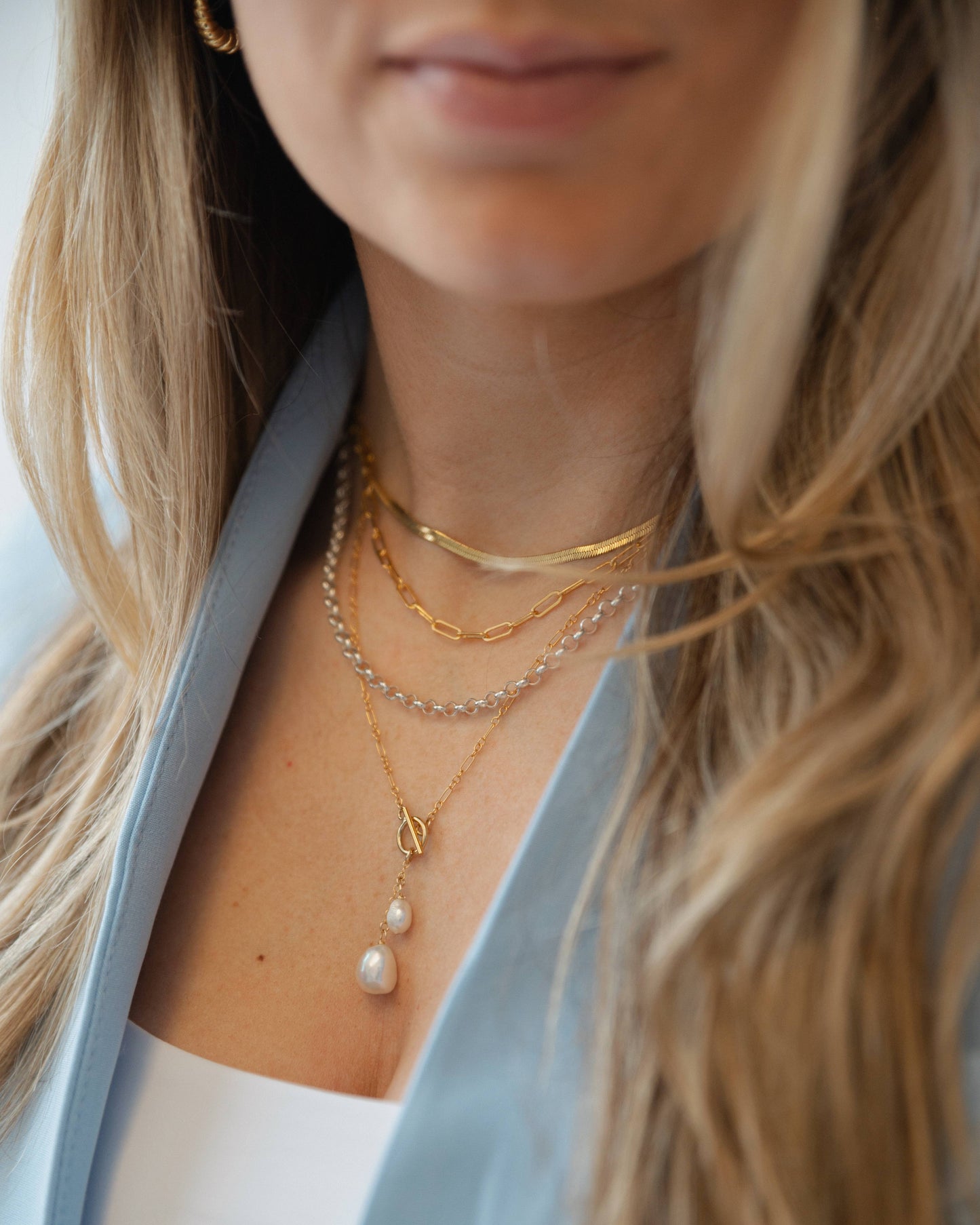 Brynn Pearl Toggle Necklace • Gold Filled