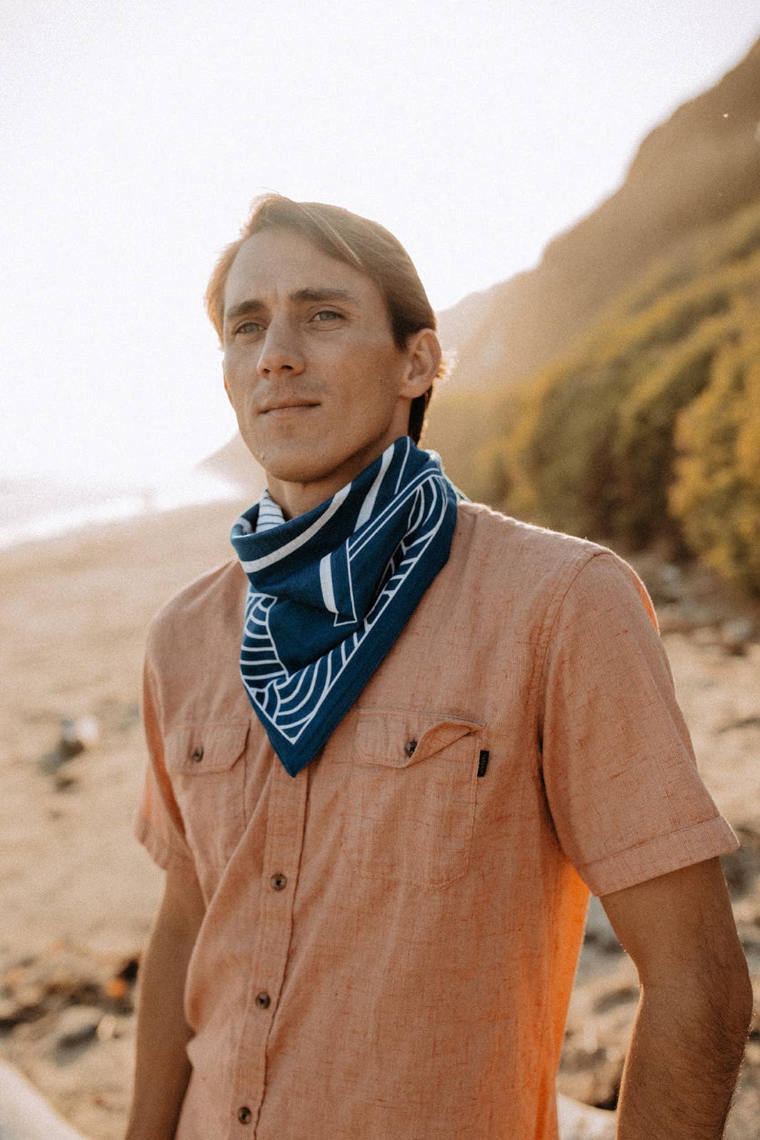 Organic Cotton Bandana • Breaking Waves • Navy