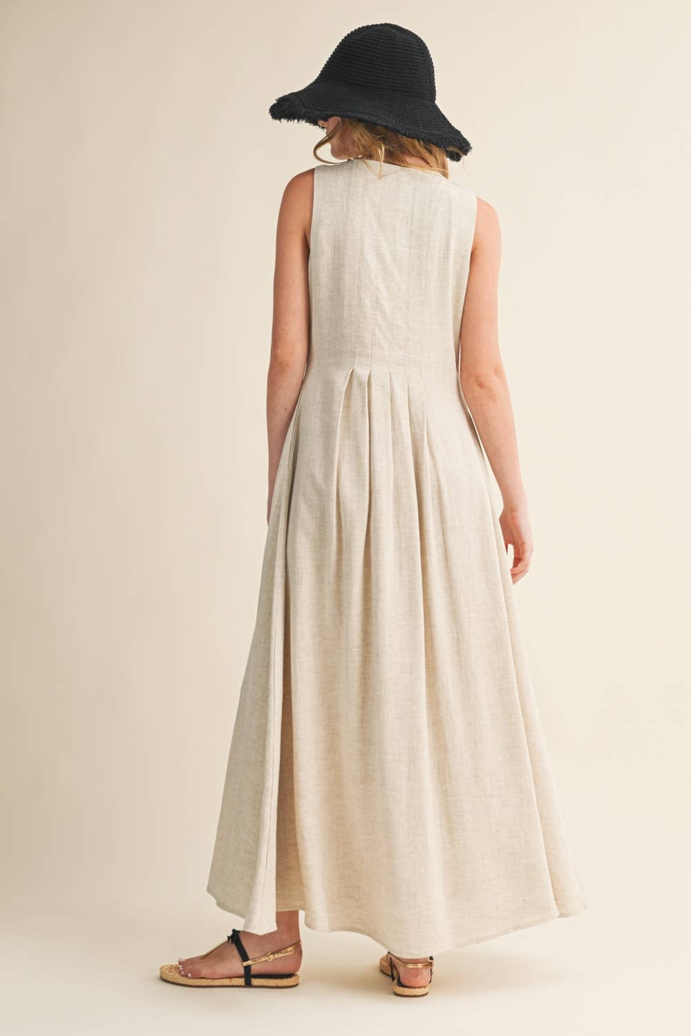 Pleated Linen Dress • Natural