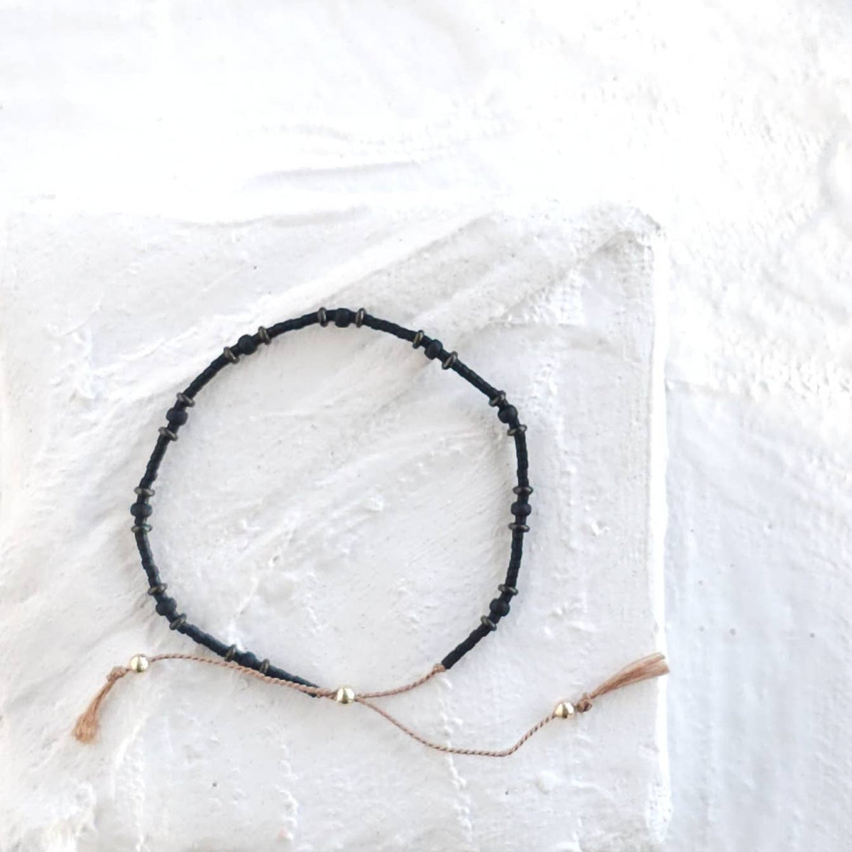 Adjustable Beaded Bracelet No. 145 • All Black