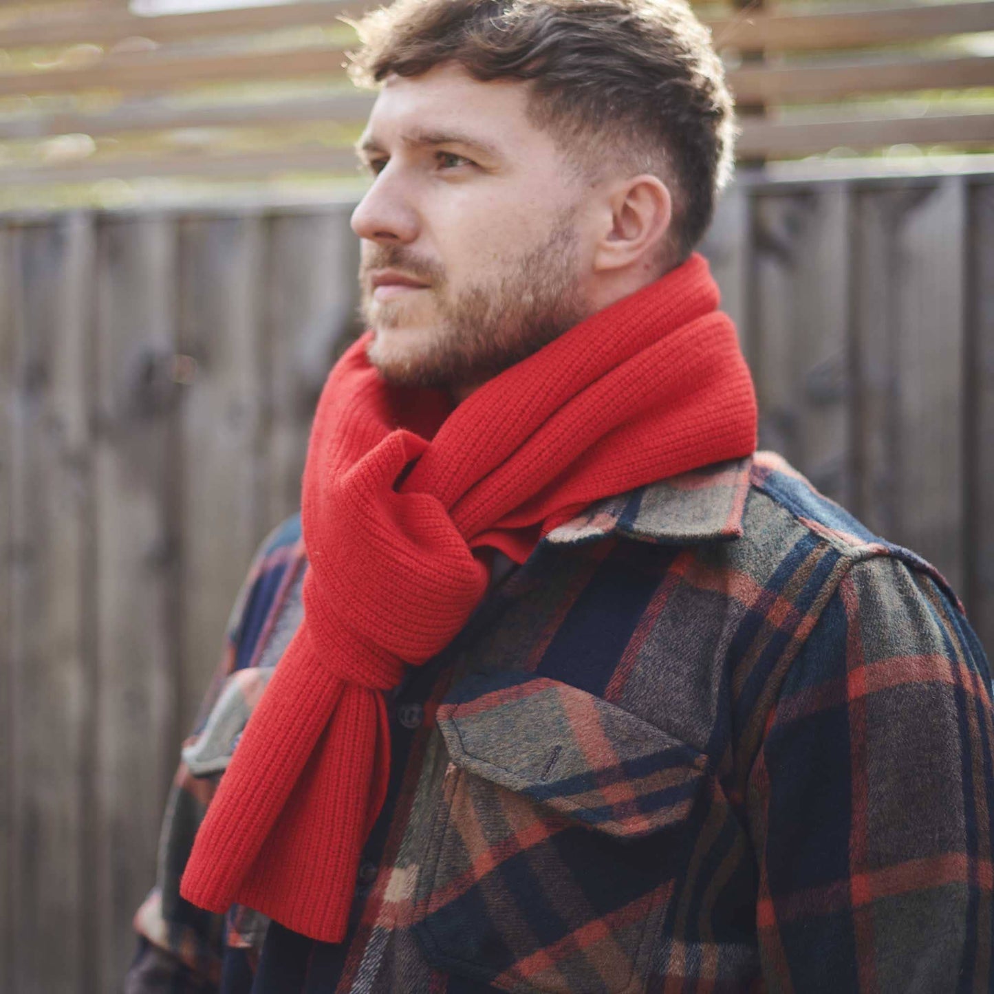 Ribbed Lambswool Scarves Scarlet Red