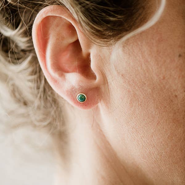 Common Form • Hyalite Stud Earrings • Brass & Turquoise