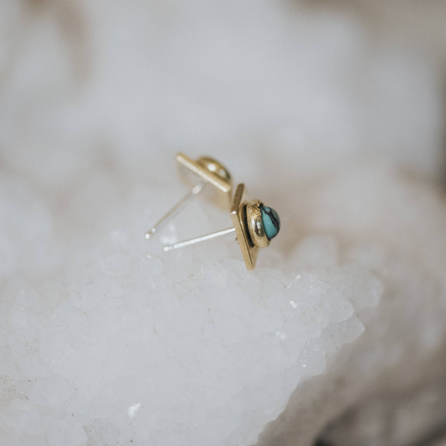 Finn Stud Earrings • Brass & Turquoise
