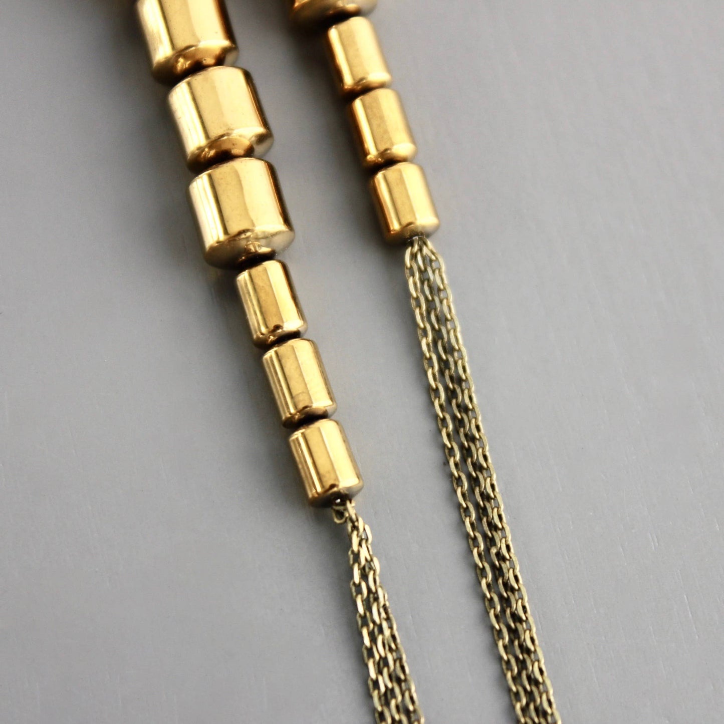 David Aubrey • Hematite & Brass Chain Duster Earrings