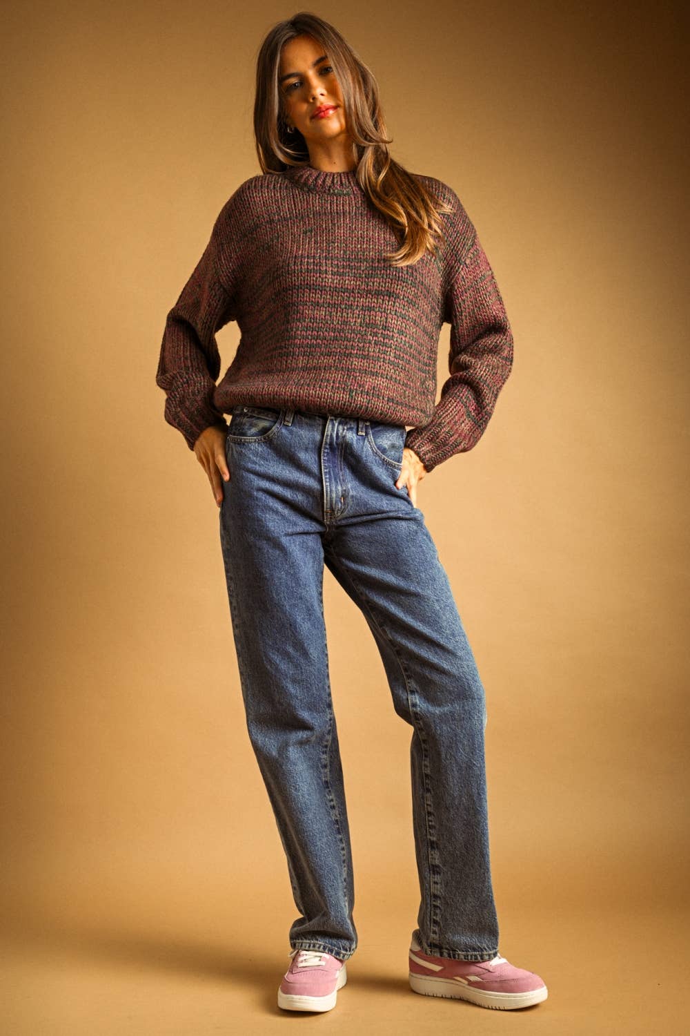 Multi Colored Crop Pullover Sweater • Rosewood