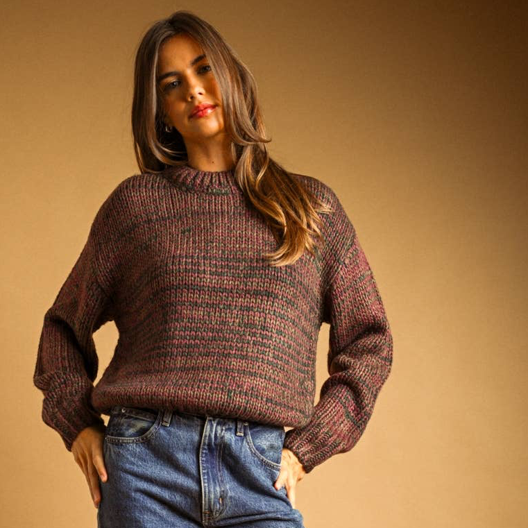 Multi Colored Crop Pullover Sweater • Rosewood