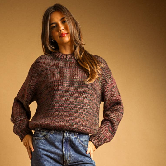 Multi Colored Crop Pullover Sweater • Rosewood