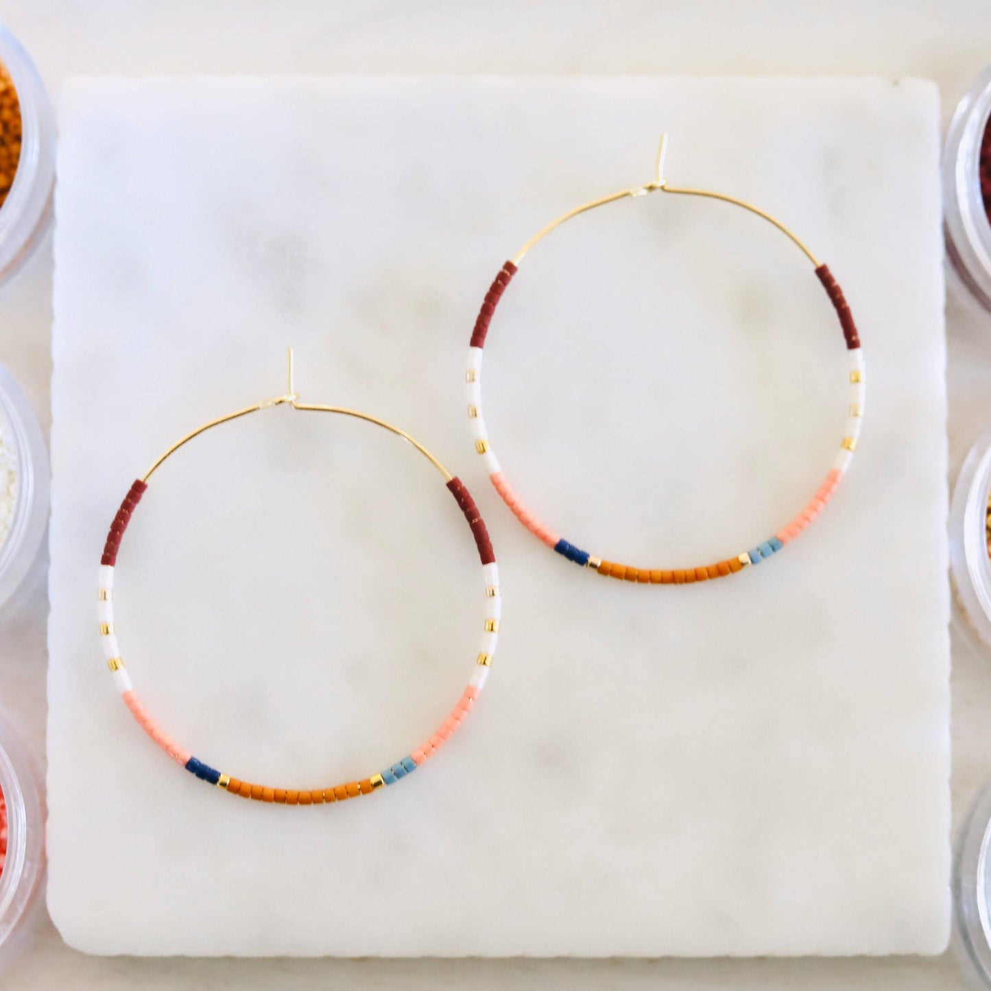 Beaded Hoop Earrings • Sedona • Pick Your Size