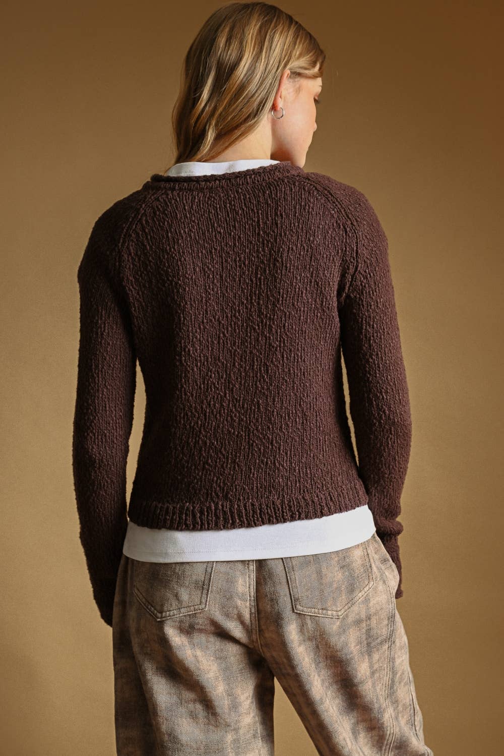 Cotton Slub Cardigan • Brown