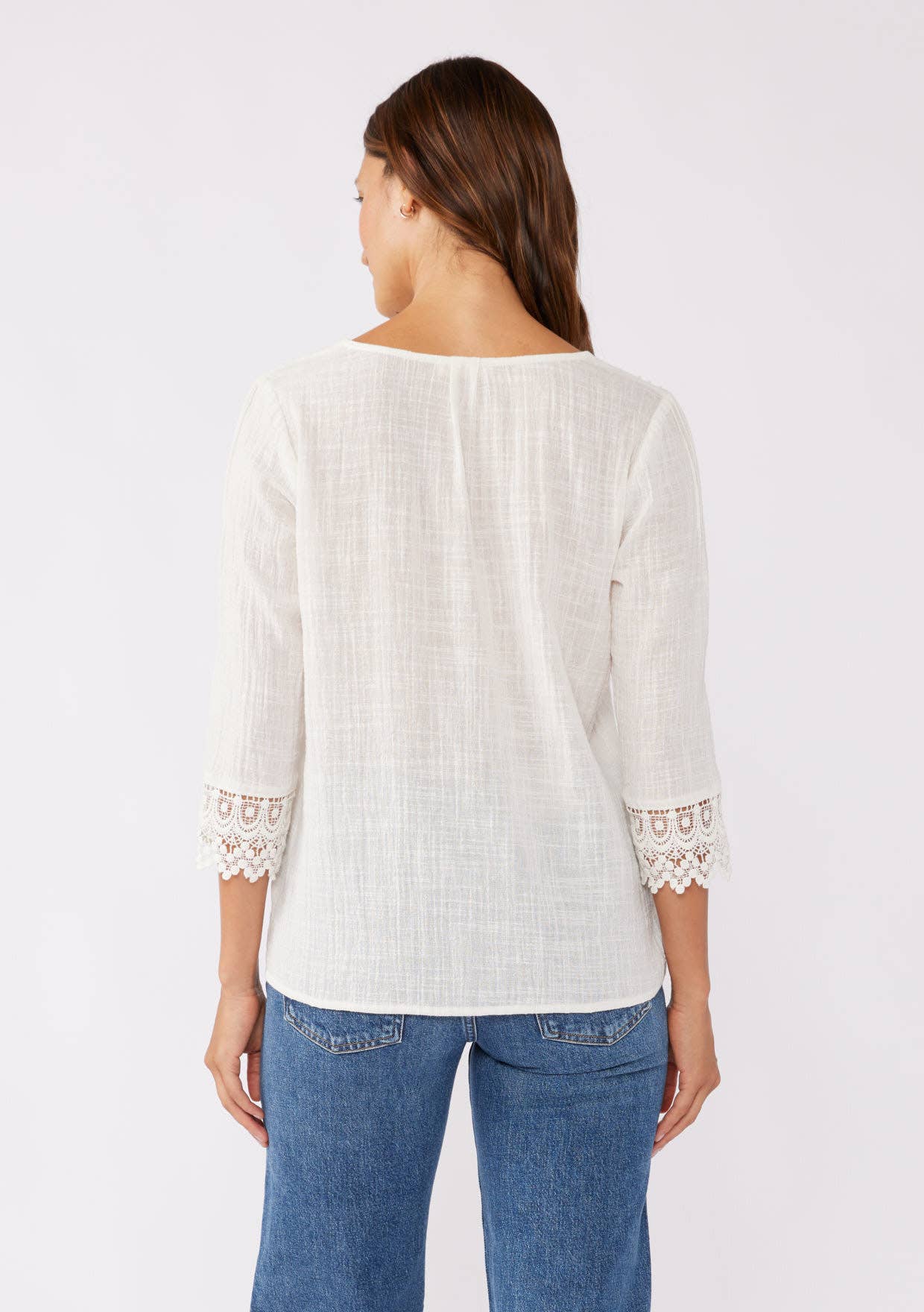 Lace Detail V-Neck Button Down Blouse • Vanilla